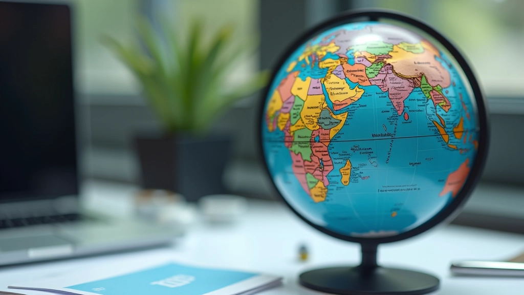 Globe showing different investment regions highlighted including Asia Pacific, Europe, Americas, and emerging markets for international portfolio allocation
