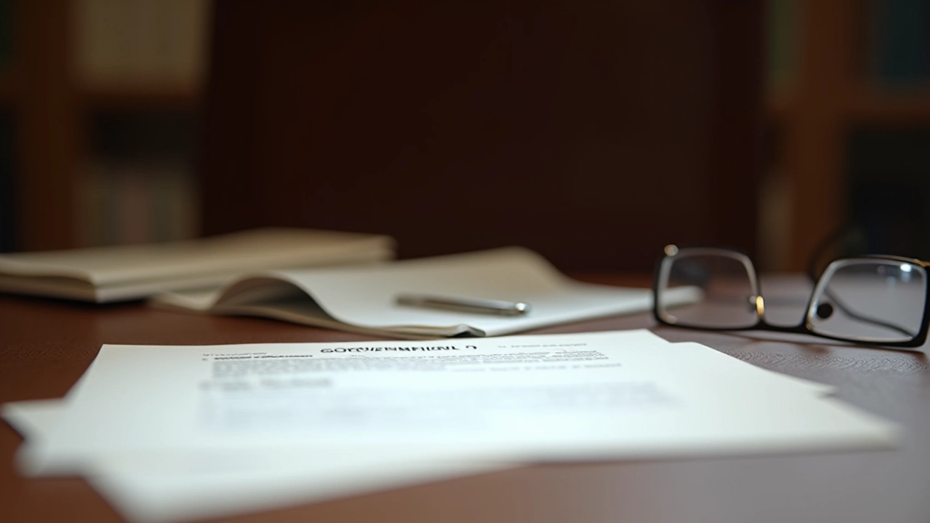 Government bond certificate and financial documents arranged on wooden desk with reading glasses